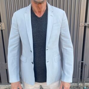 Burberry Light Blue Linen Sport Coat Blazer 50R